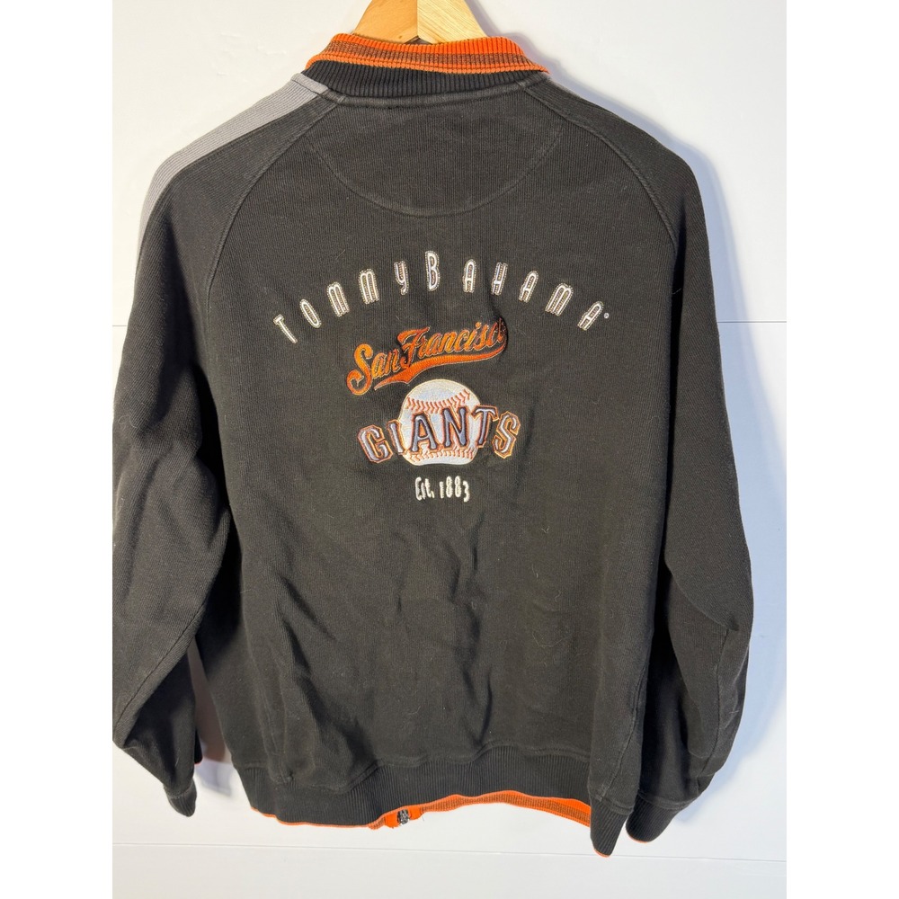 Tommy Bahama San Francisco Giants Baseball Jacket Mens Large Black Cotton Zip